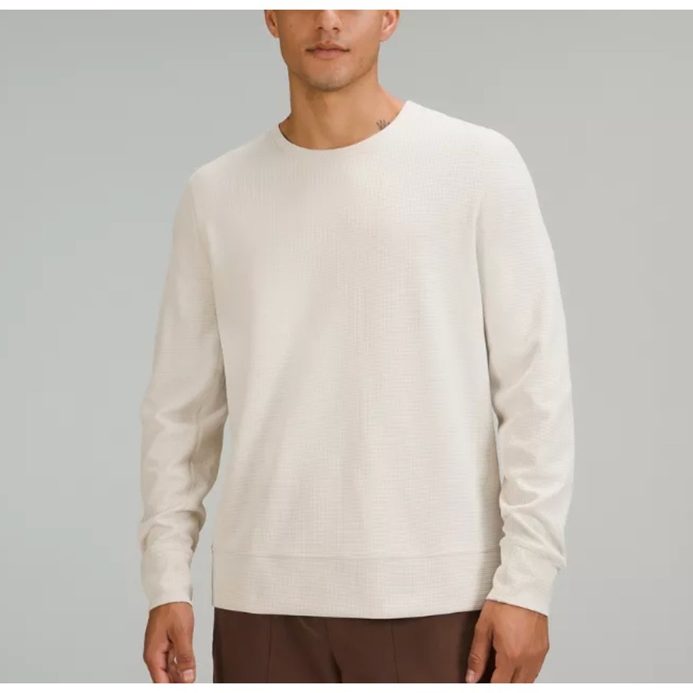 Lululemon Mens Shift Stitch Crew Long Sleeve Pullover Cream White Size M